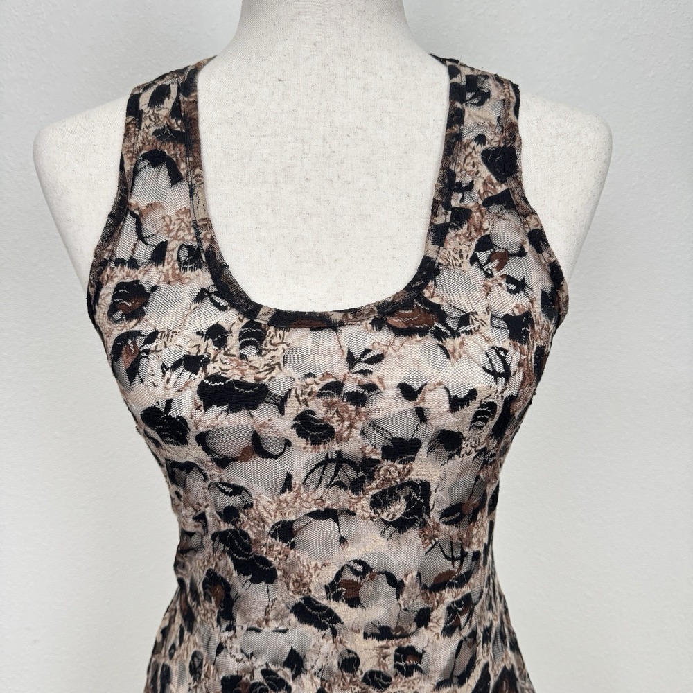 Vtg 90s Wet Seal Top Womens Medium Black Brown Floral‎ Fairy Grunge Sheer Moody - Picture 5 of 13